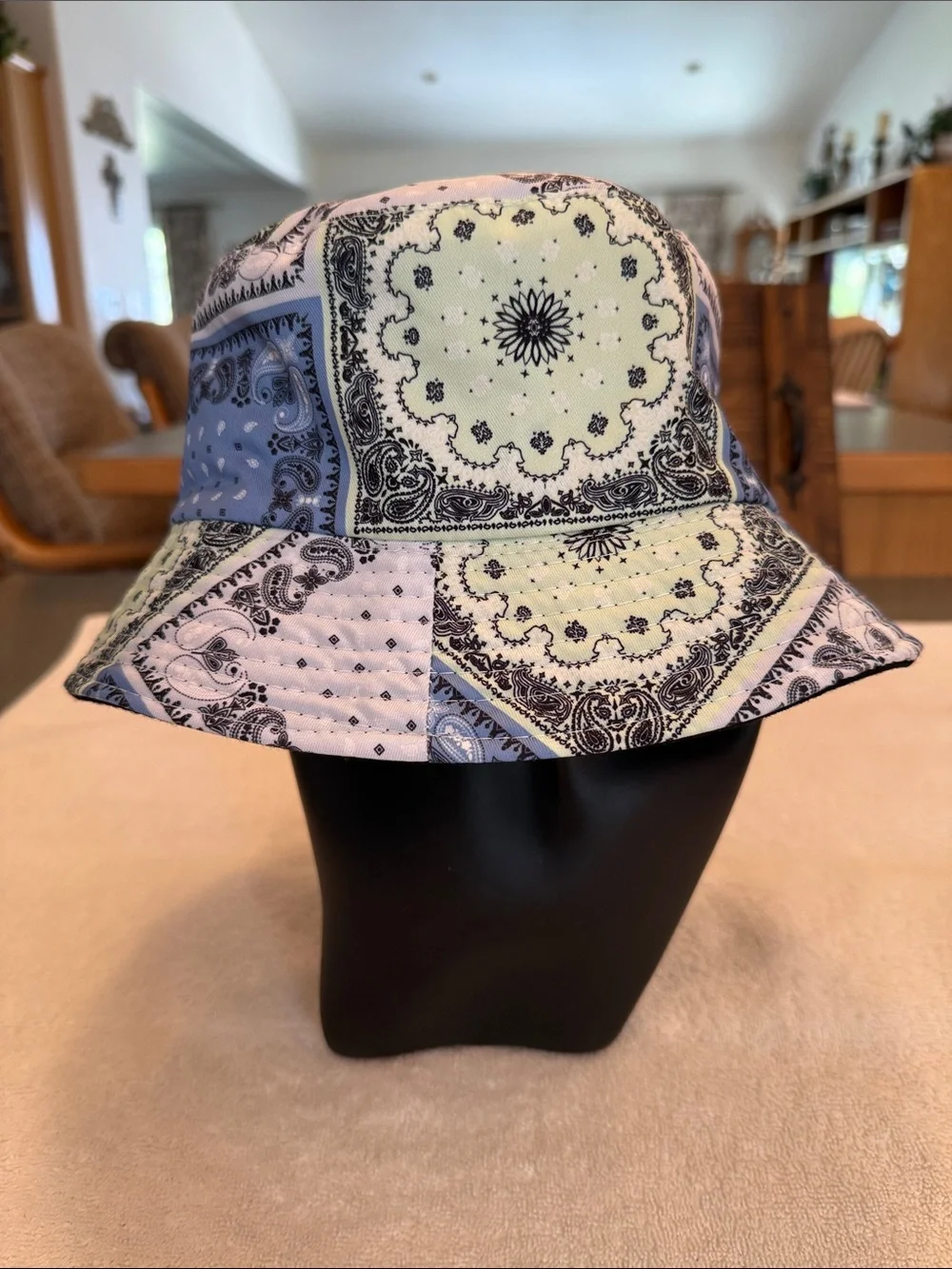 REVERSIBLE Patchwork Bandana Print/Black Bucket Hat